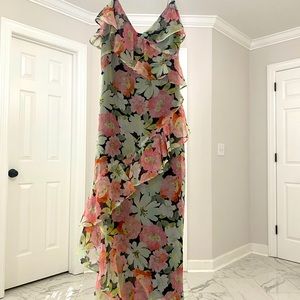 Zara floral long lined dress- S